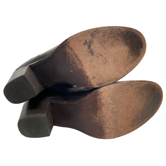 Frye Knee High Heeled Boot in Brown Leather - Picture 9 of 13